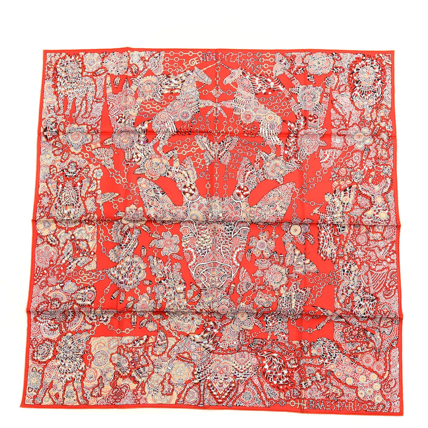 Silk La Legende De La Fore Scarf 90 Rouge White Bordeaux