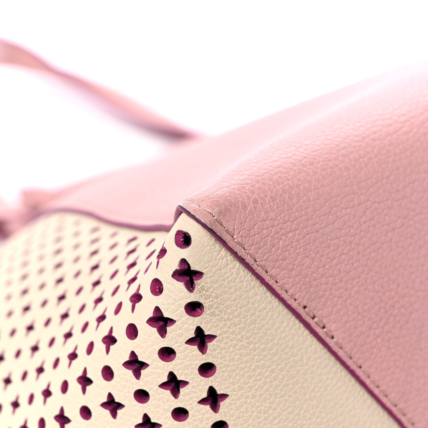 Louis Vuitton Calfskin Perforated Lockme Cabas Rose Poudre Creme 7 of 10