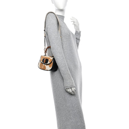 Gucci Calfskin Pony Hair Giraffe Print Mini Bamboo 1947 Top Handle Bag Beige Black Multicolor 3 of 11