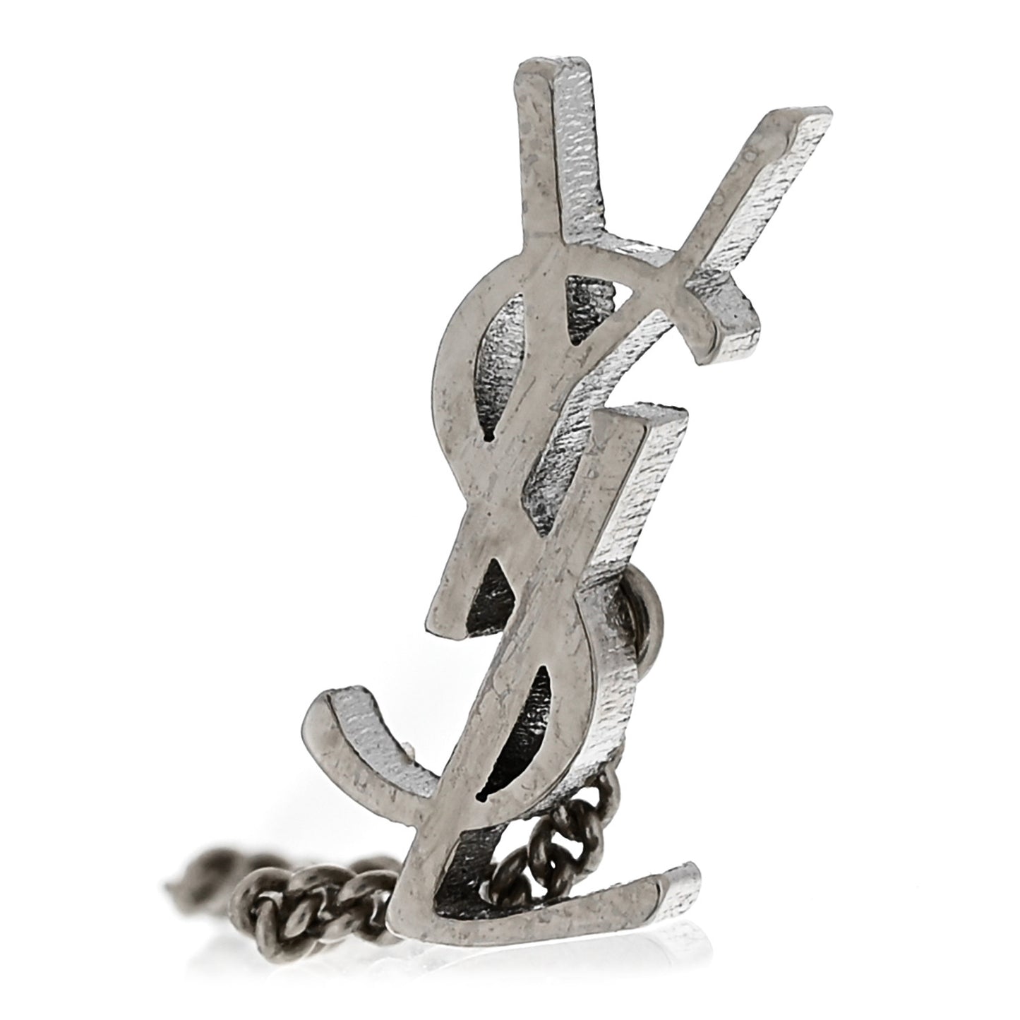 Metal Monogram Pendant Threader Earrings Silver
