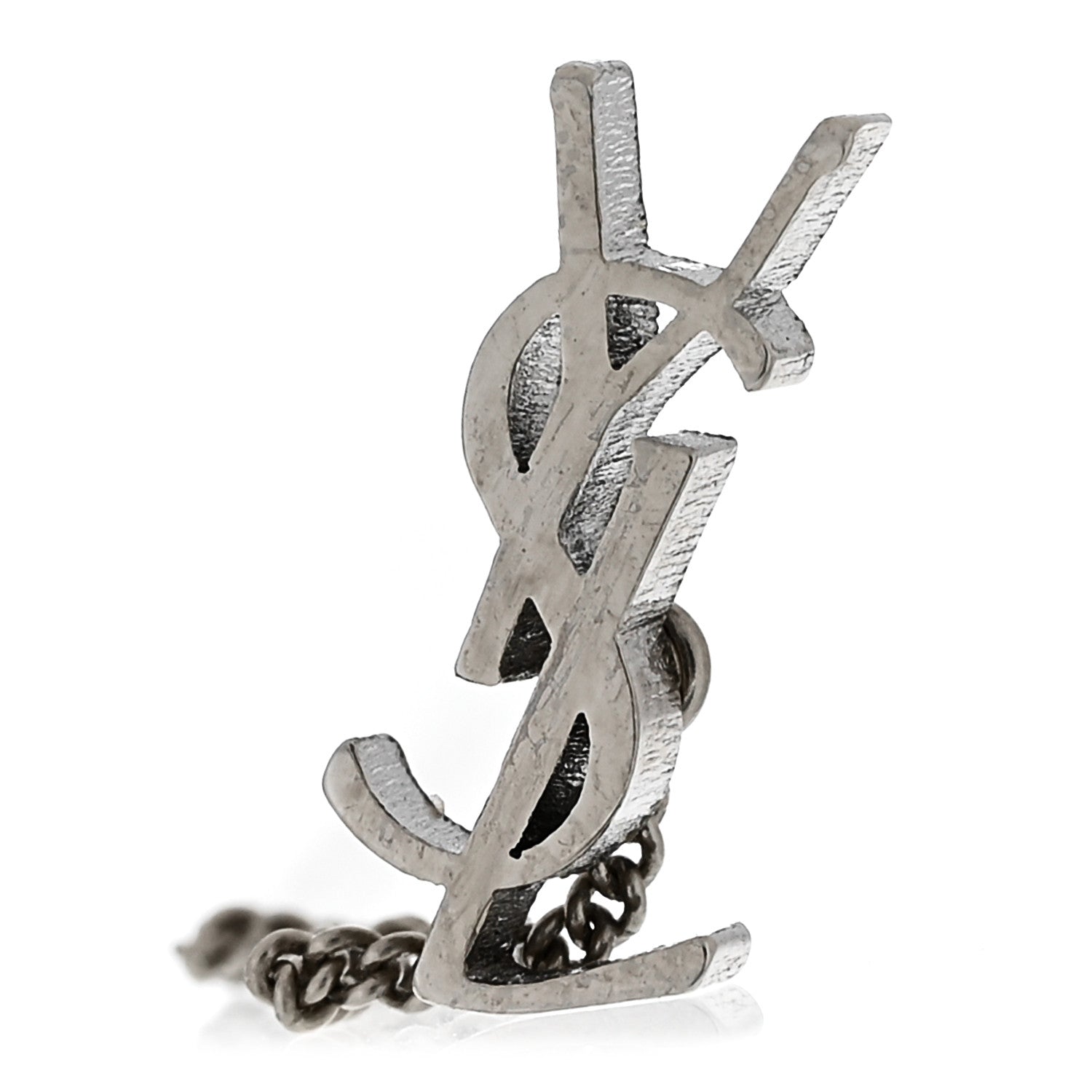 Saint Laurent Metal Monogram Pendant Threader Earrings Silver 4 of 5