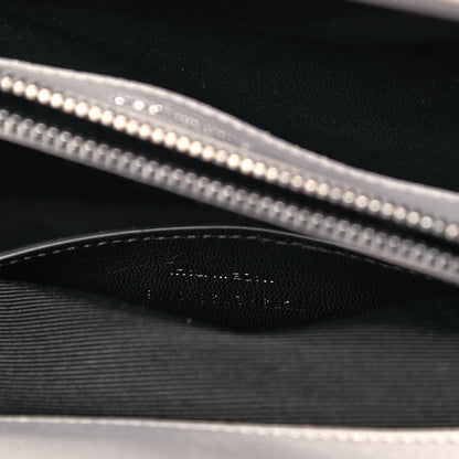 Saint Laurent Sheepskin Matelasse Chevron Monogram Large College Satchel Light Grey 7 of 9