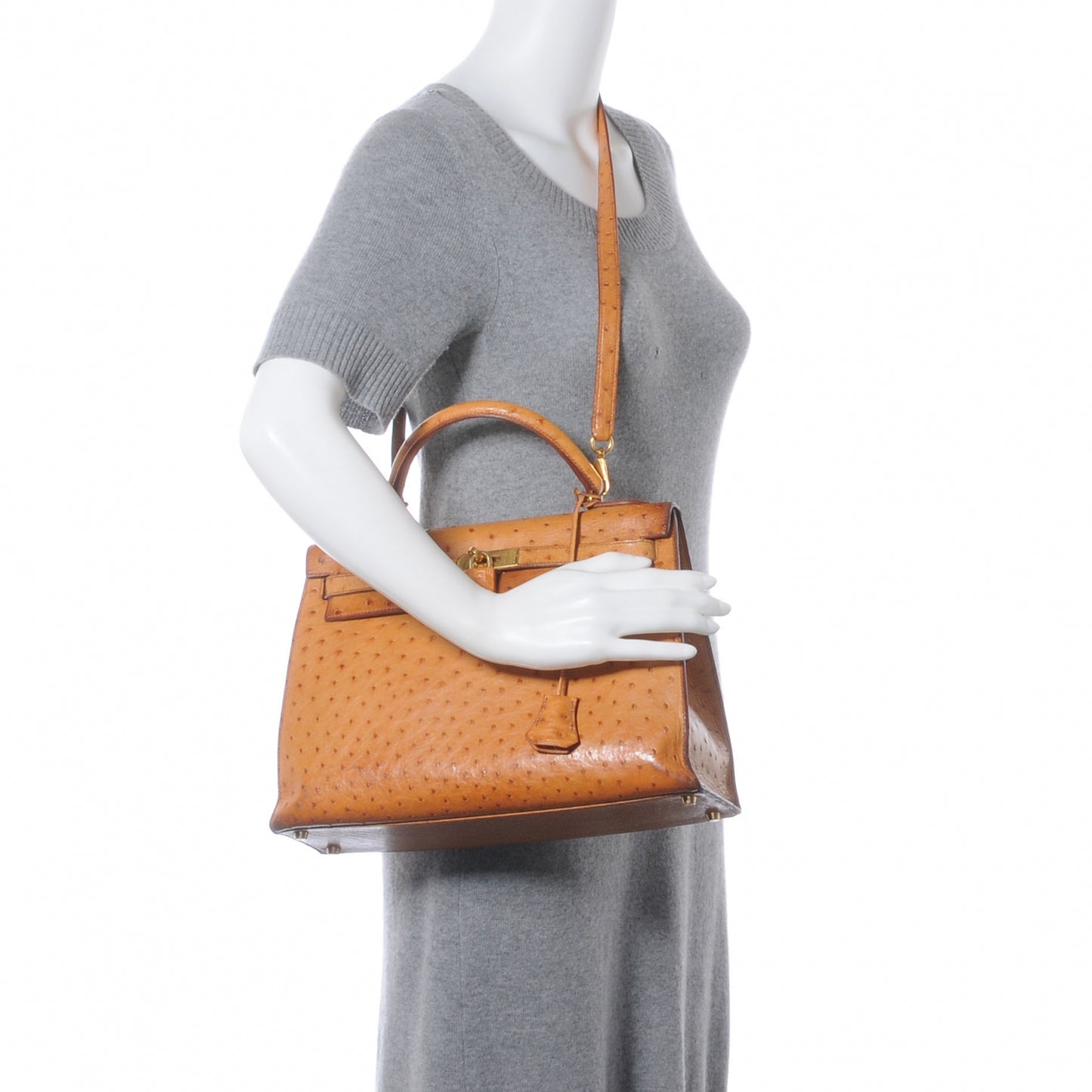 Ostrich Kelly Retourne 32 Gold