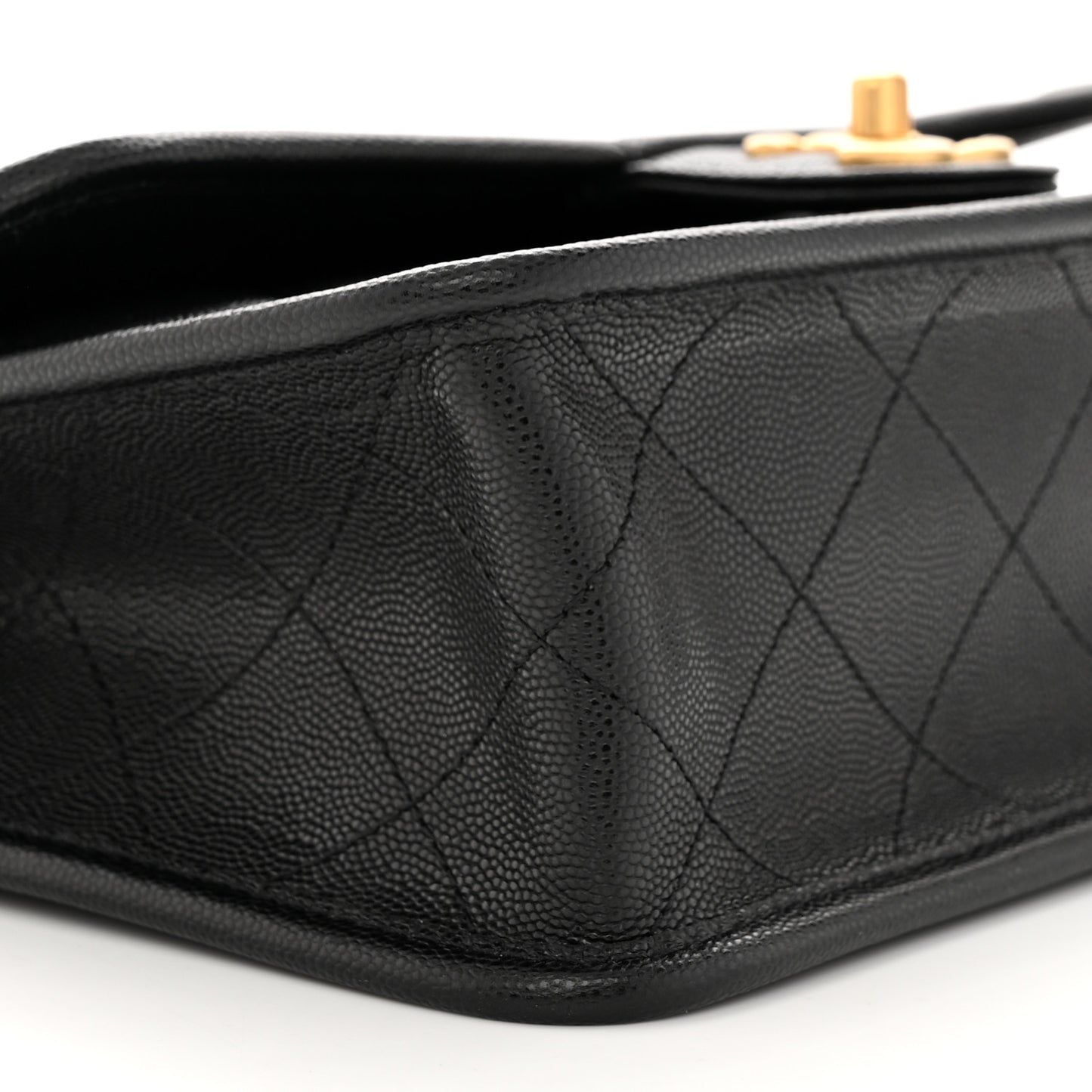 Caviar Quilted School Memory Small Top Handle Flap Black