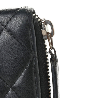 Chanel Lambskin Quilted Large Gusset Zip Around Wallet Black 9 of 11