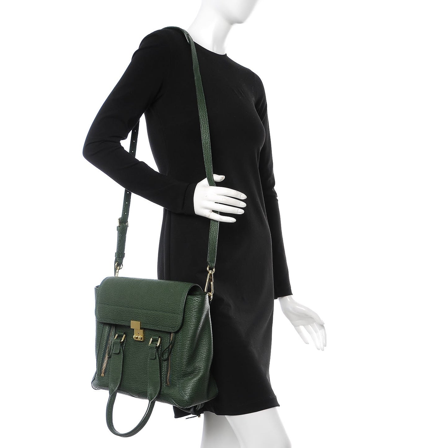 3.1 Textured Calfskin Medium Pashli Satchel Jade