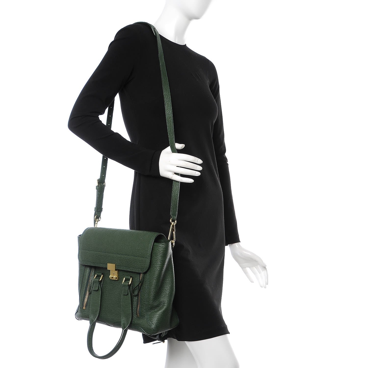 3.1 Phillip Lim 3.1 Textured Calfskin Medium Pashli Satchel Jade 3 of 9