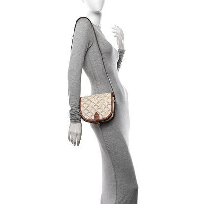 Celine Triomphe Canvas Medium Folco Bag White 2 of 10