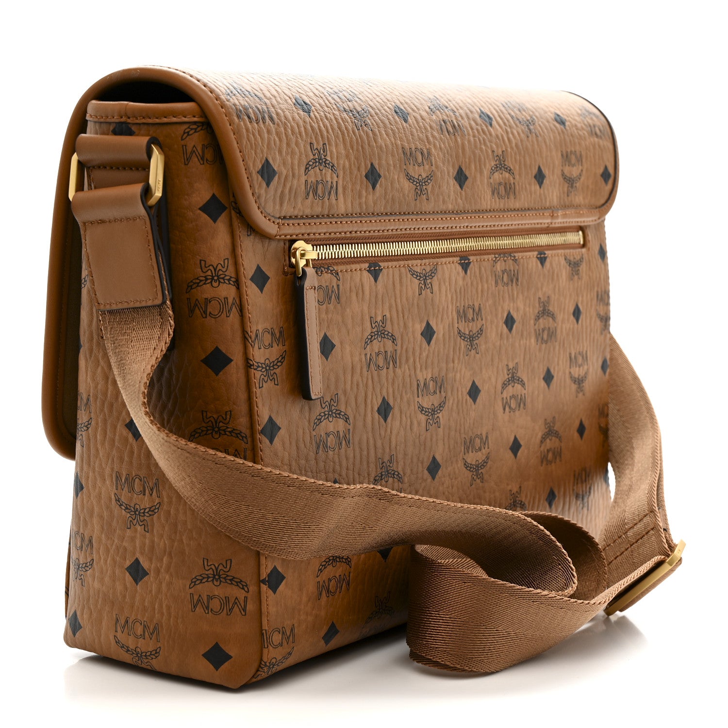 MCM Visetos Medium Aren Messenger Bag Cognac 3 of 10
