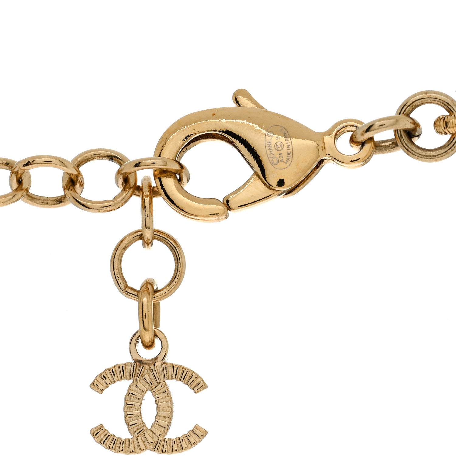 Chanel Crystal Pearl CC Heart Choker Necklace Gold 4 of 4