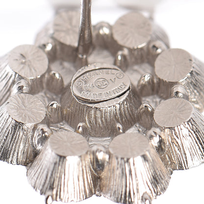Chanel Crystal CC Flower Earrings Silver 4 of 5