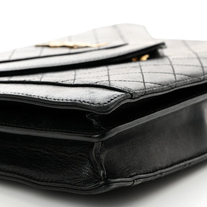 Saint Laurent Calfskin Quilted Lacquered Gaby Satchel Black 10 of 12
