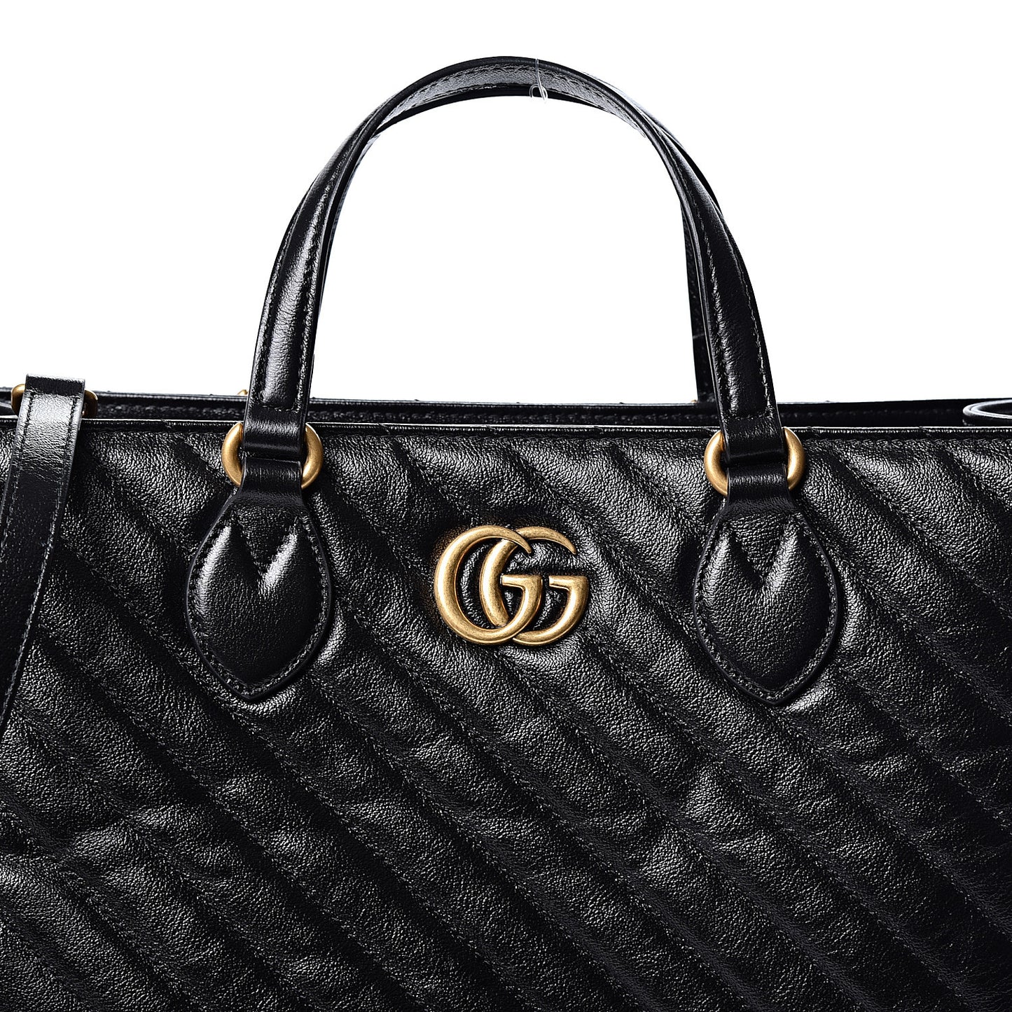 Azalea Calfskin Matelasse Diagonal GG Marmont Tote Bag Black