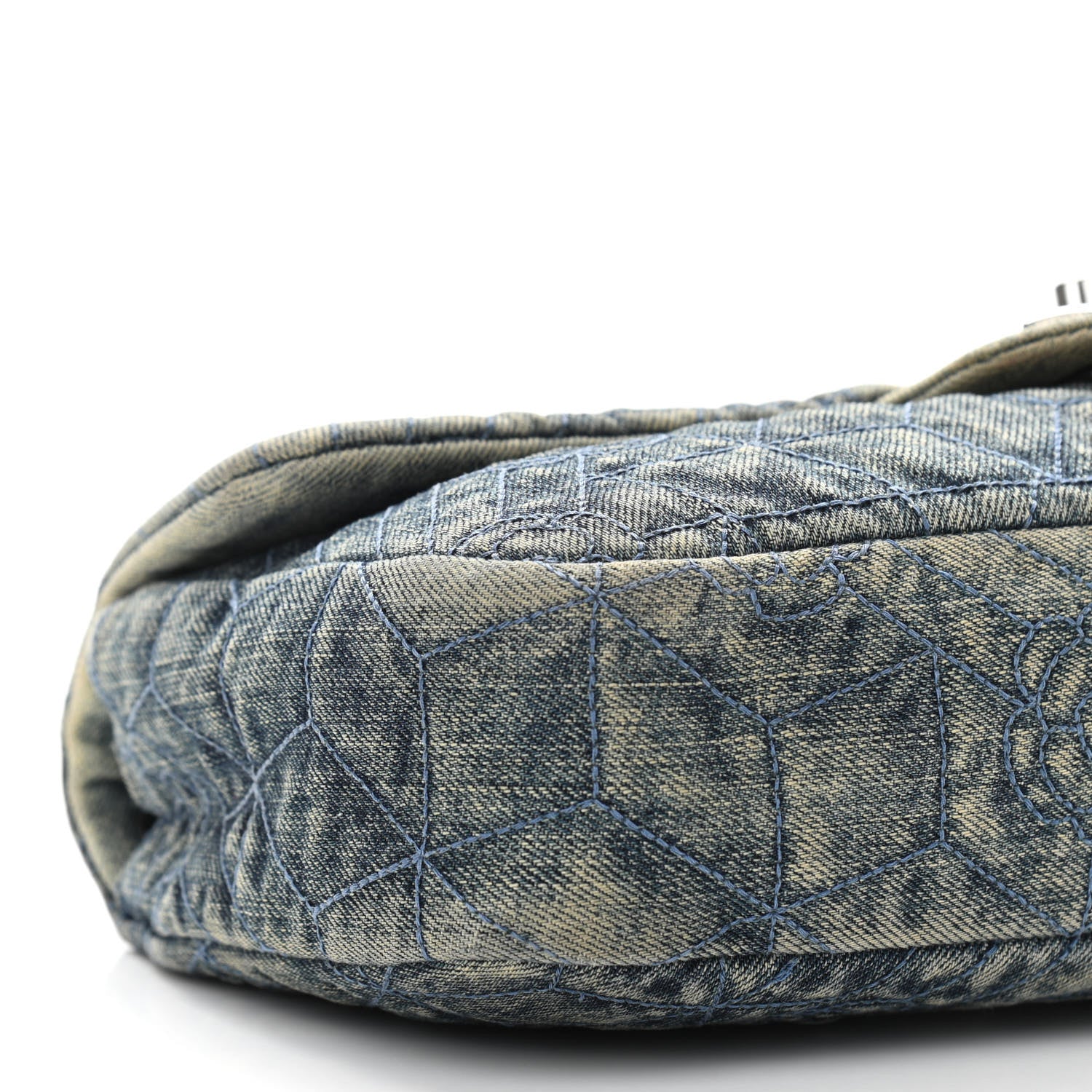 Chanel Denim Quilted Camellia Embroidered Medium Flap Blue 5 of 10
