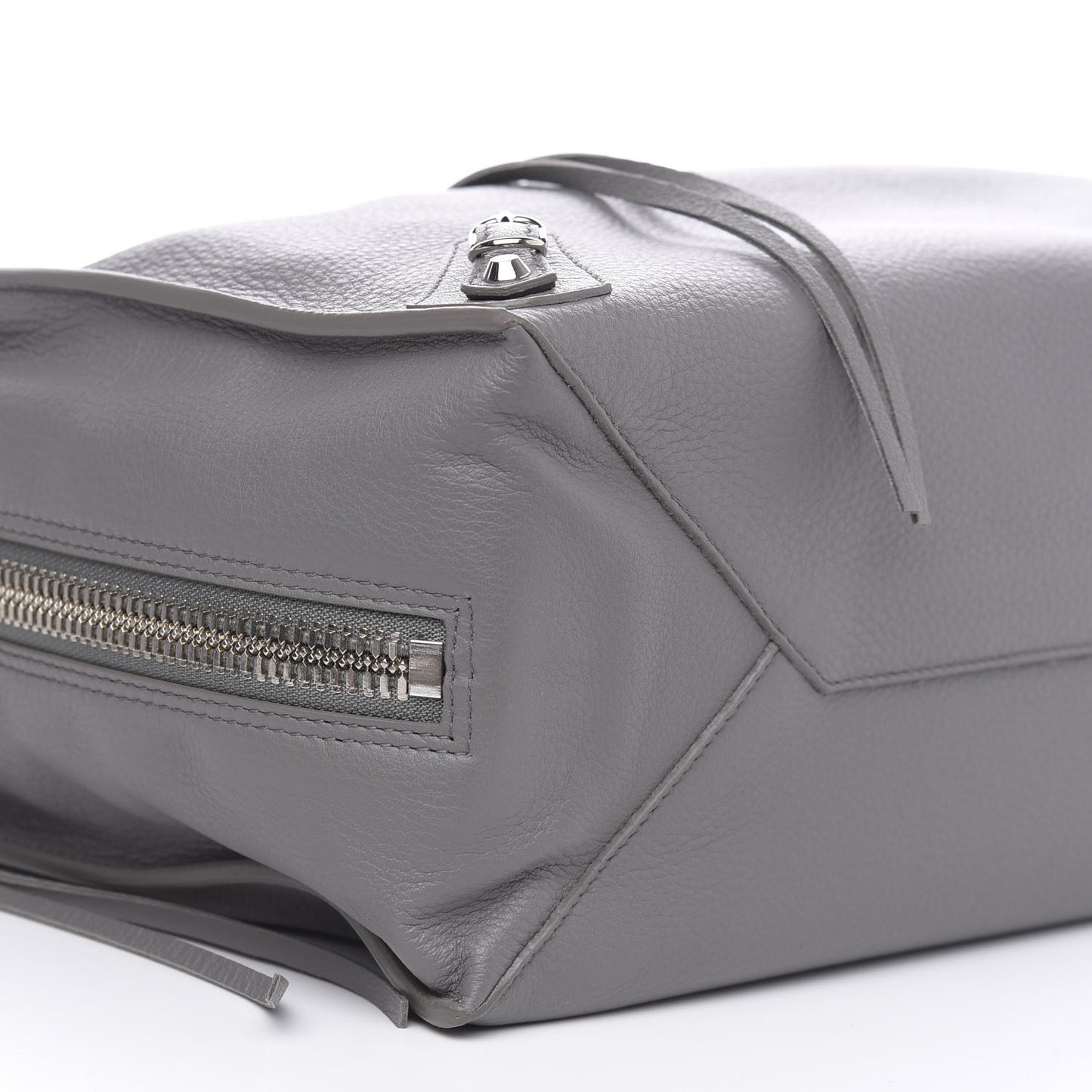 Veau Papier B4 Zip Around Tote Gris Acier
