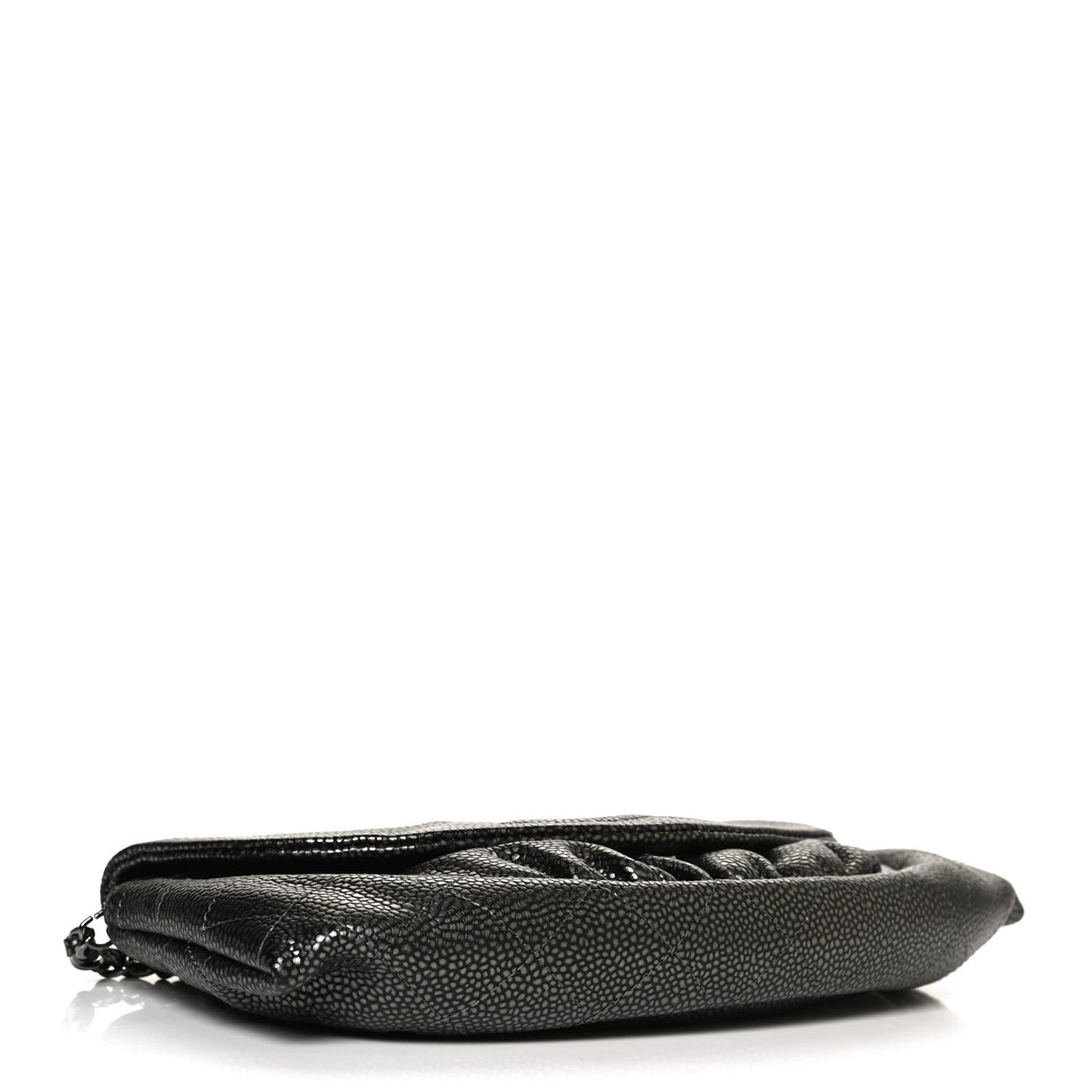 Metallic Caviar Half Moon Wallet On Chain WOC Dark Silver