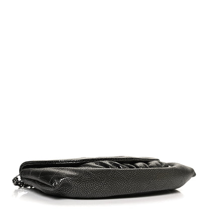 Chanel Metallic Caviar Half Moon Wallet On Chain WOC Dark Silver 4 of 10