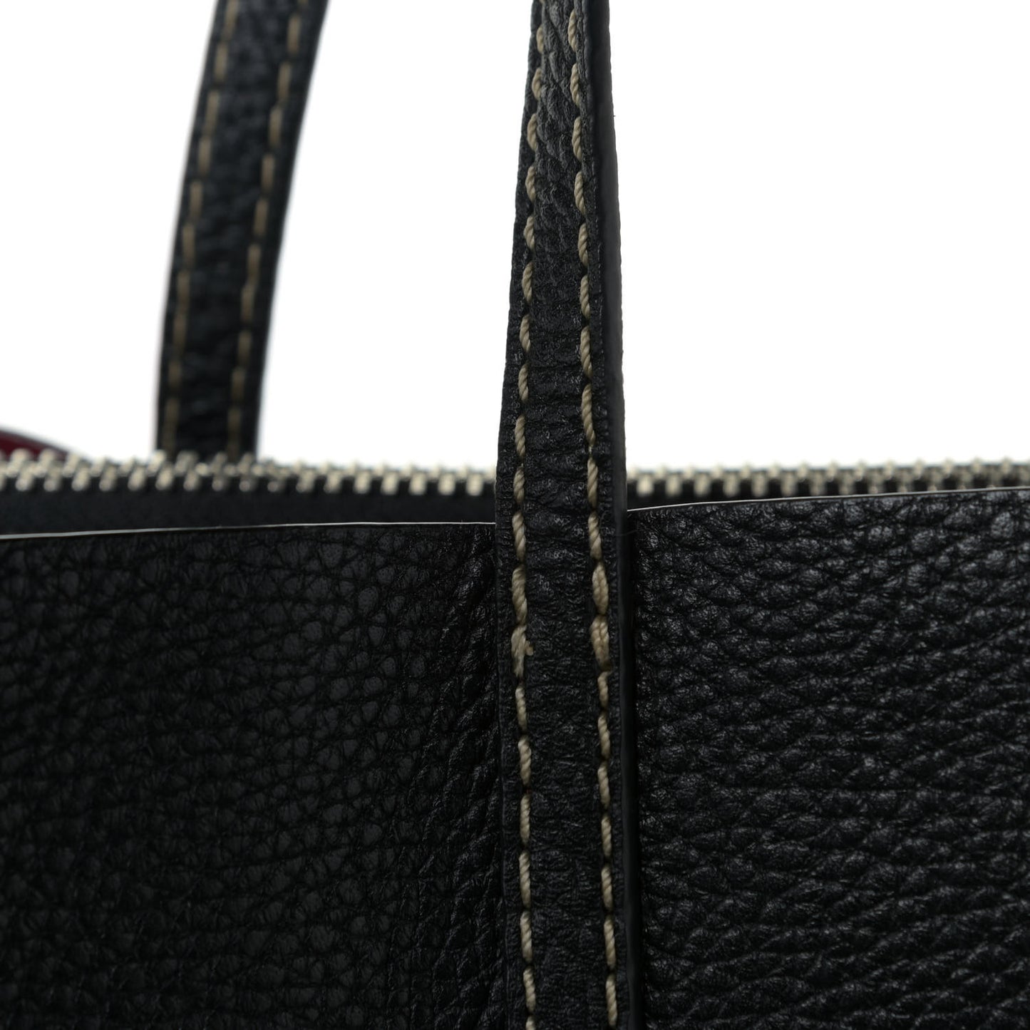 Grained Calfskin Grind Shopper Tote Black
