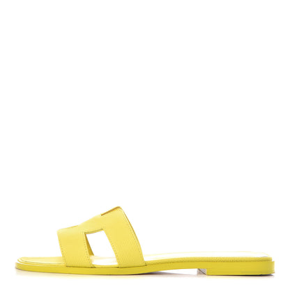 Hermes Epsom Oran Sandals 38 Jaune Pollen 1 of 14