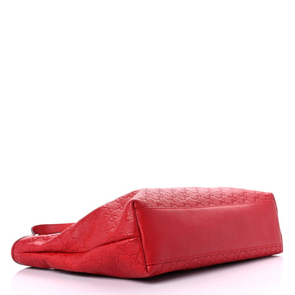 Gucci Guccissima Medium Zippered Shopping Tote Red 3 of 23