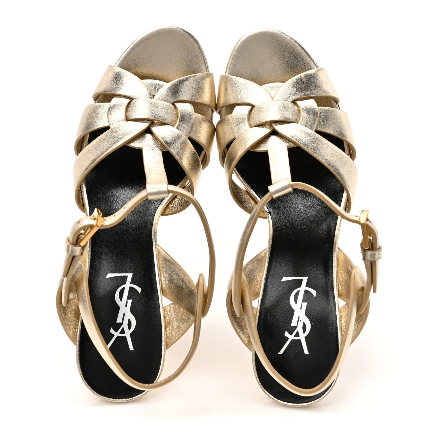 Saint Laurent Metallic Nappa Tribute 75 Platform Sandals 37.5 Platino 2 of 10