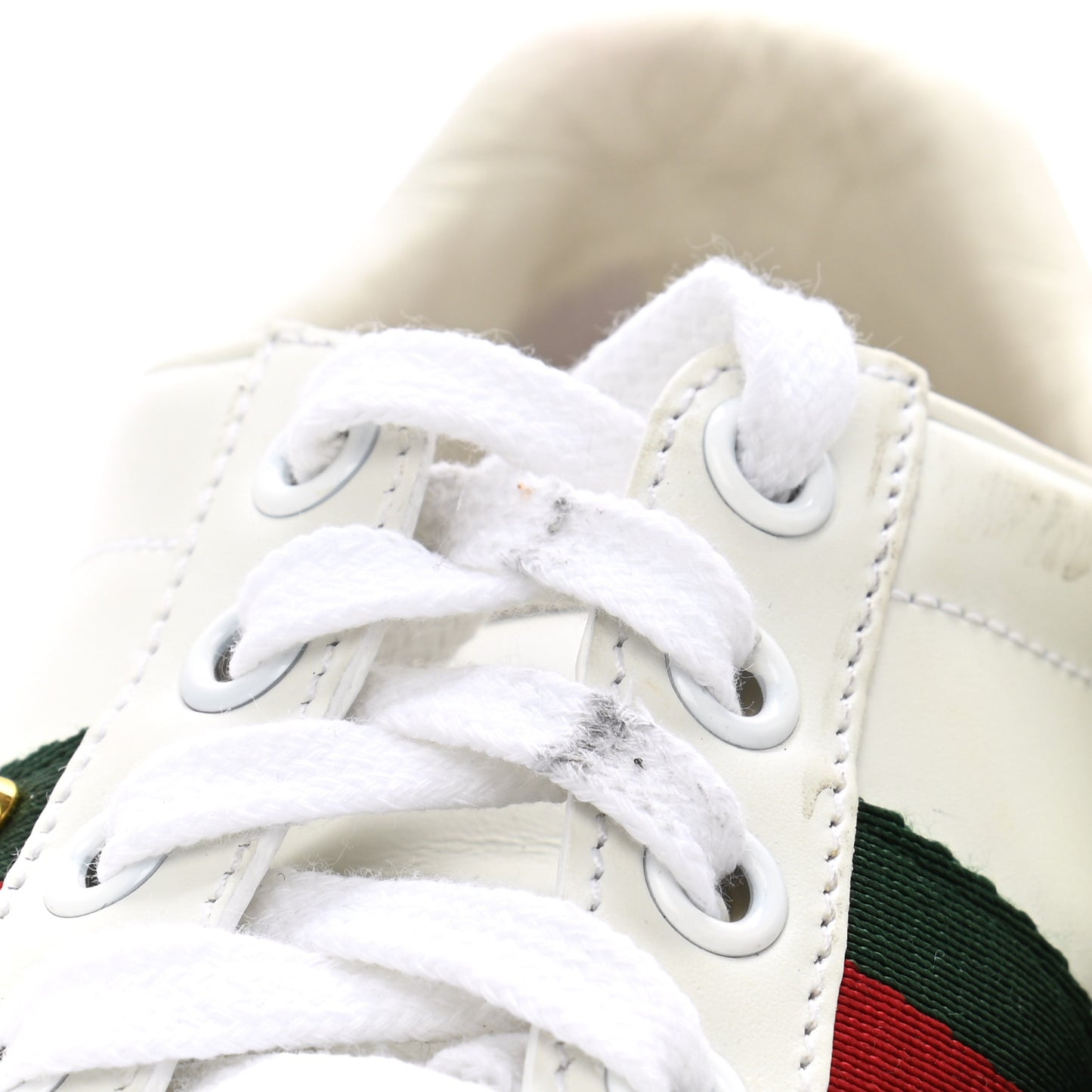Calfskin Web Pearl Studded Womens Ace Sneakers 35.5 White