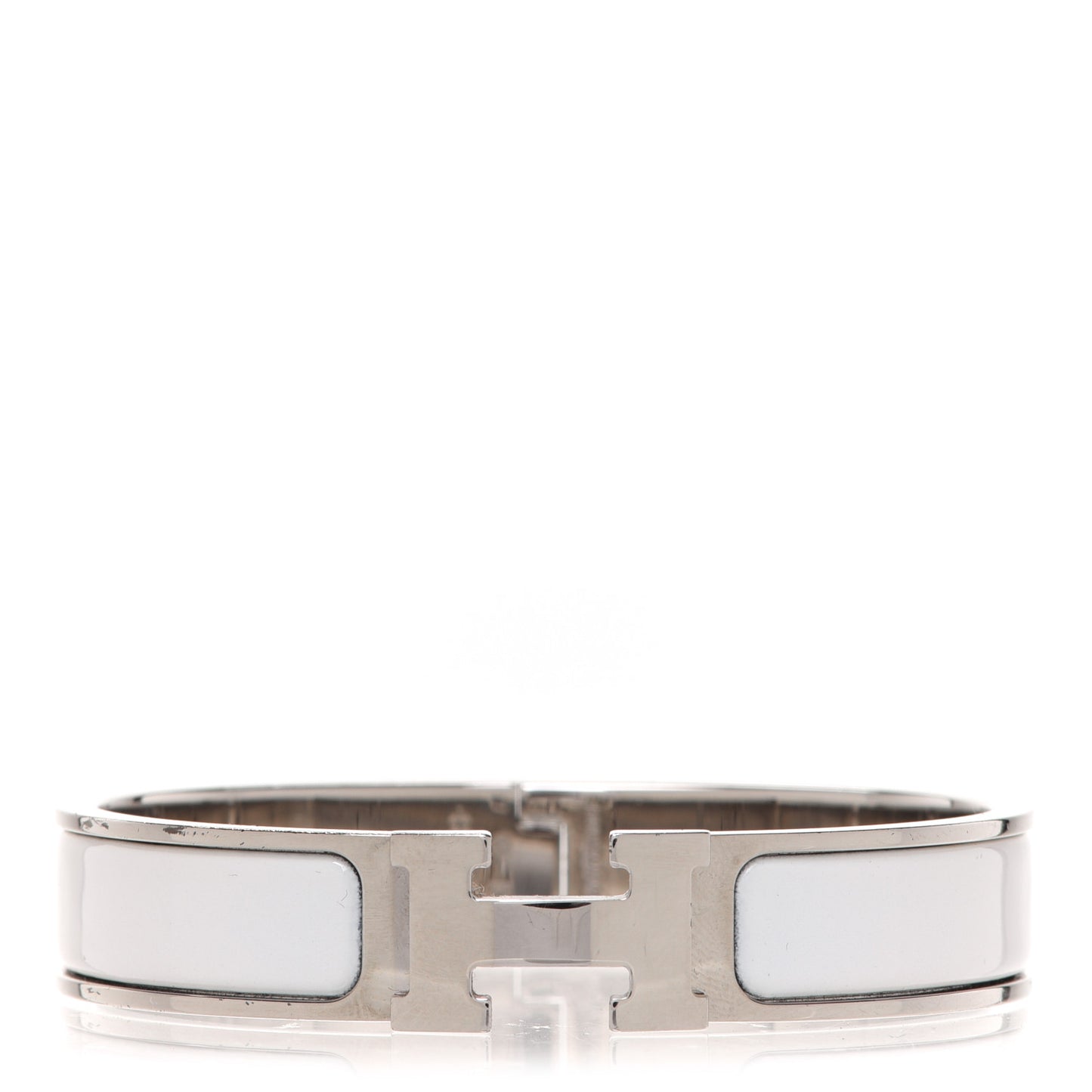 Enamel Narrow Clic Clac H Bracelet PM White