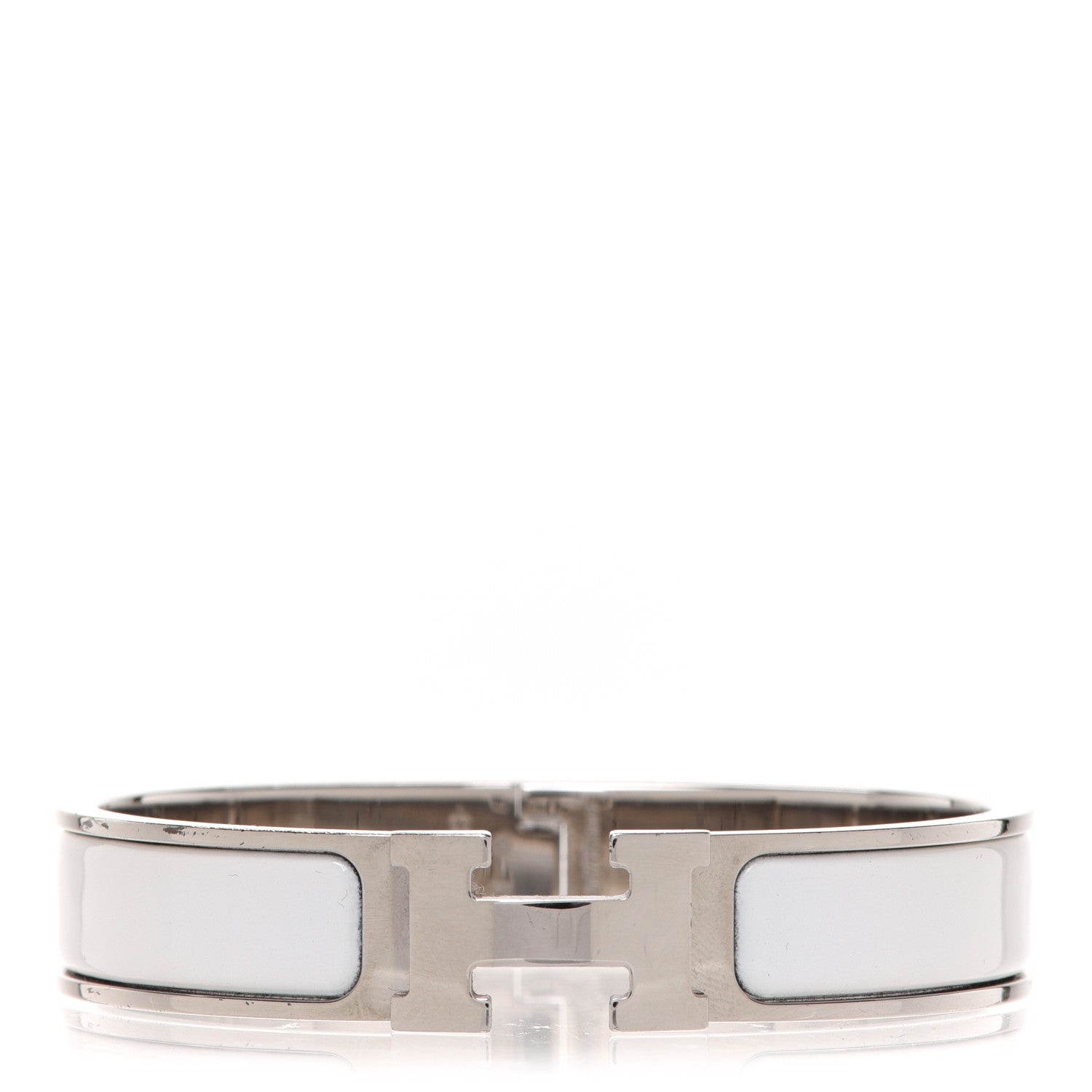 Hermes Enamel Narrow Clic Clac H Bracelet PM White 1 of 5