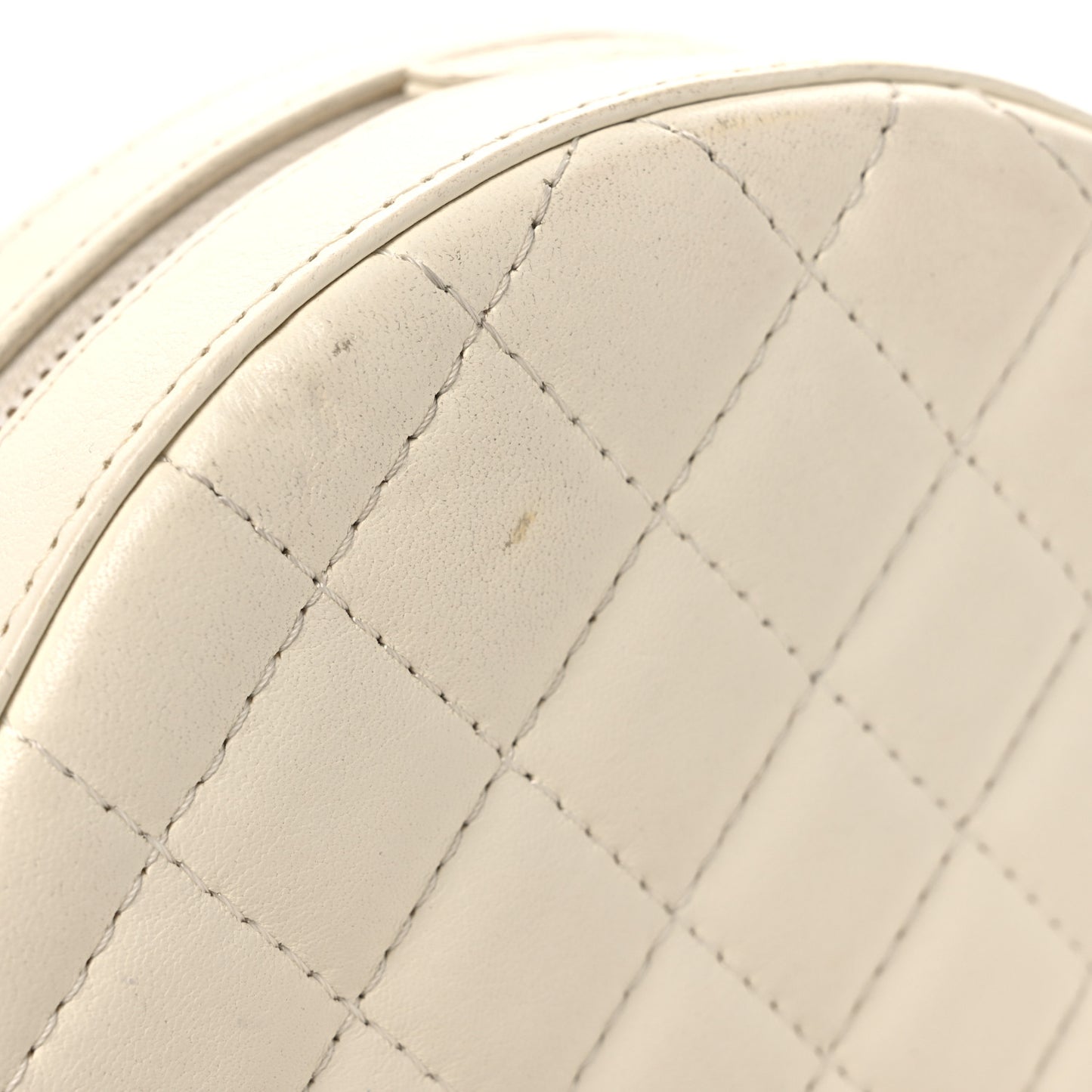 Lambskin Coco Lifesaver Round Bag Black White