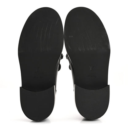 Louis Vuitton Calfskin Oversized Chain Academy Loafers 37.5 Black 6 of 13