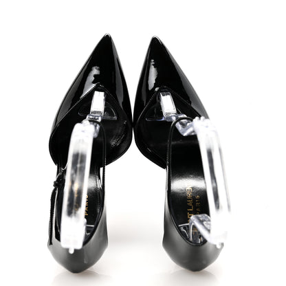 Saint Laurent Patent Anja 105 Ankle Strap Pointed Pumps 37 Black 2 of 10