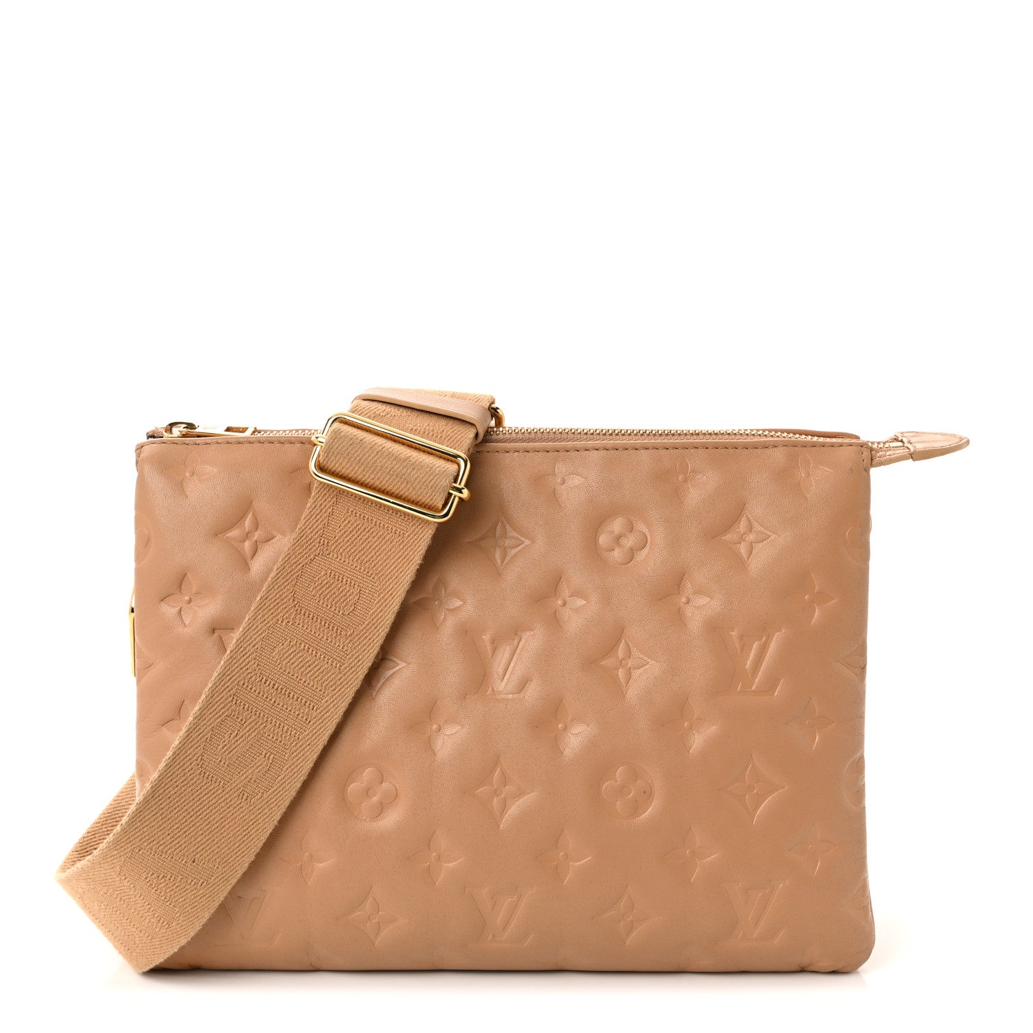 Louis Vuitton Lambskin Embossed Monogram Coussin PM Camel 1 of 10