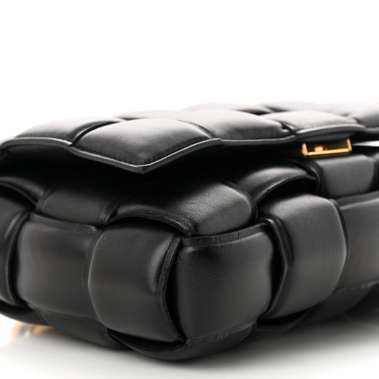 Lambskin Maxi Intreccio Padded Chain Cassette Crossbody Bag Black