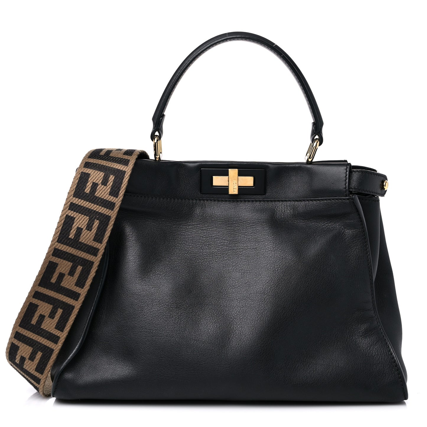Vitello Seta Shiny Nappa Medium Peekaboo Iconic Satchel Black