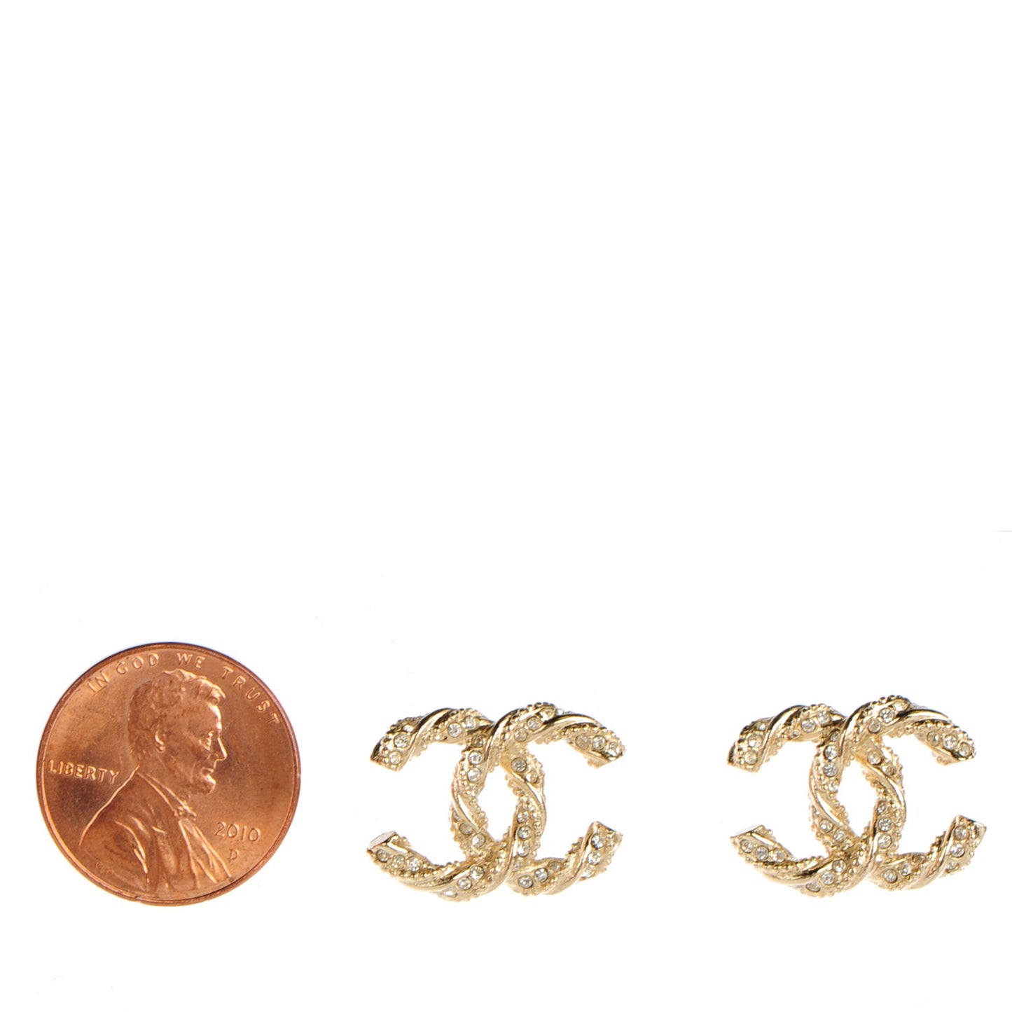 Crystal Twisted CC Earrings Gold