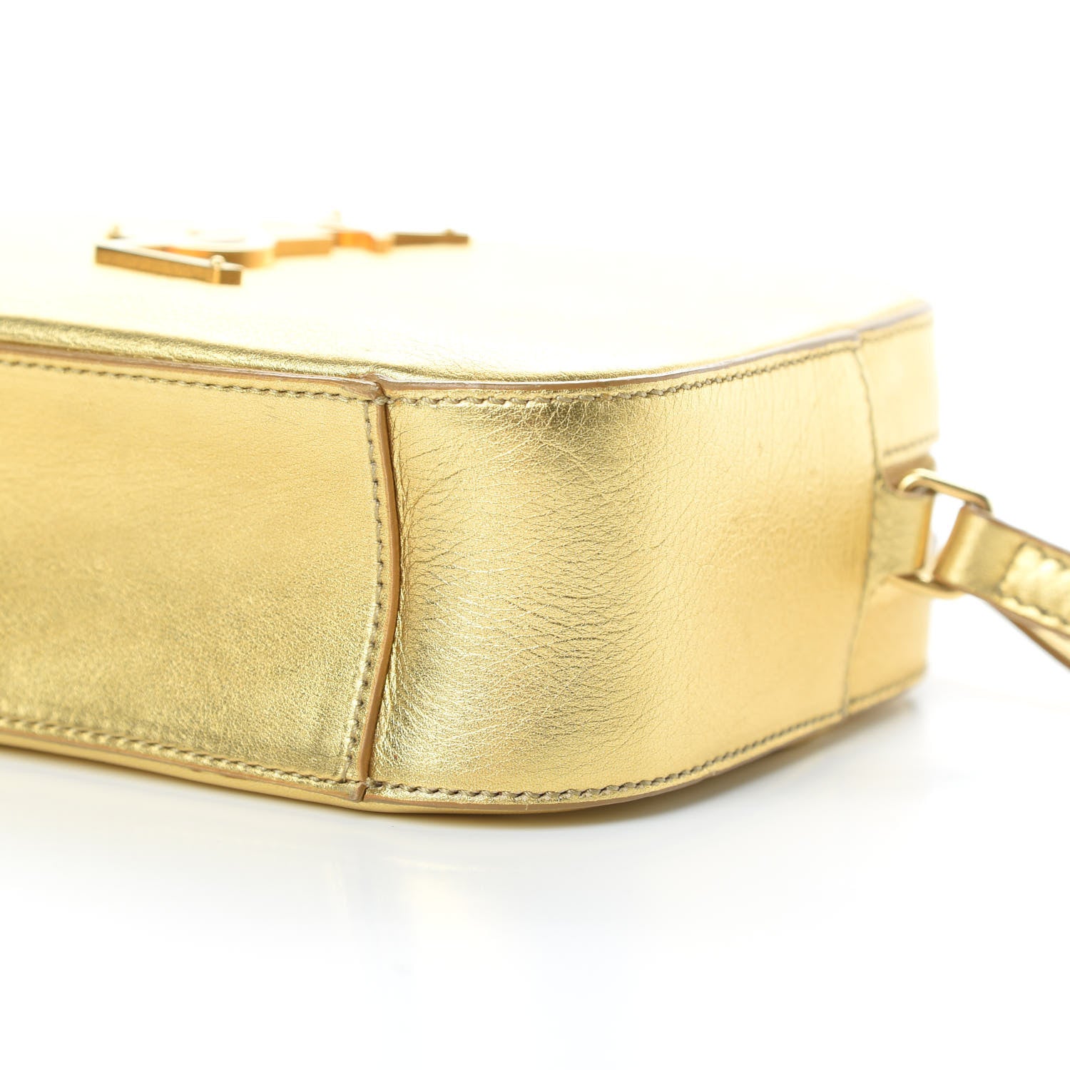 Saint Laurent Metallic Calfskin Small Classic Monogram Camera Bag Gold 10 of 11