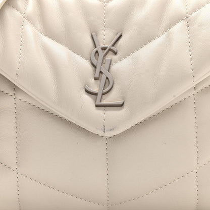 Saint Laurent Lambskin Quilted Toy Loulou Puffer Monogram Chain Satchel Blanc Vintage 9 of 12