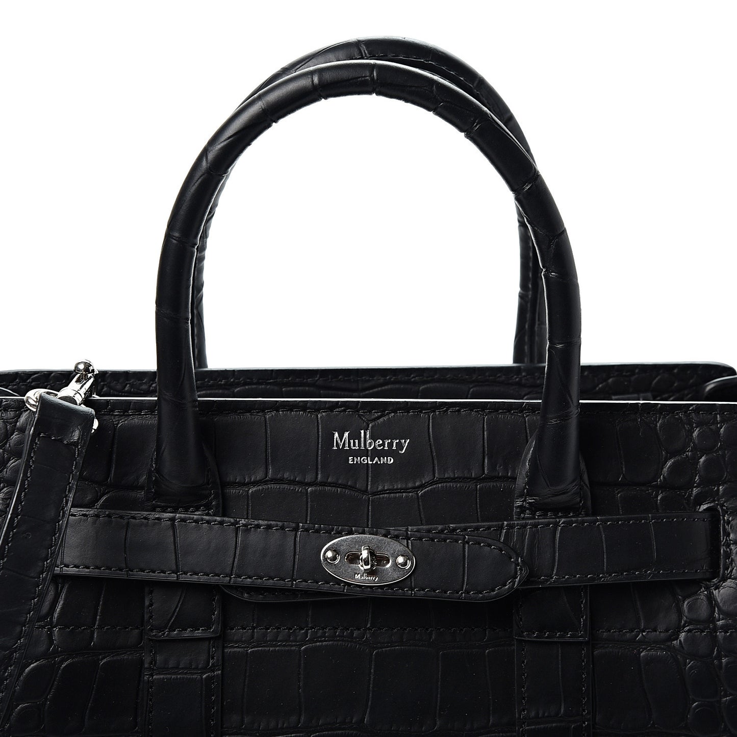 Crocodile Embossed Mini Zipped Bayswater Black