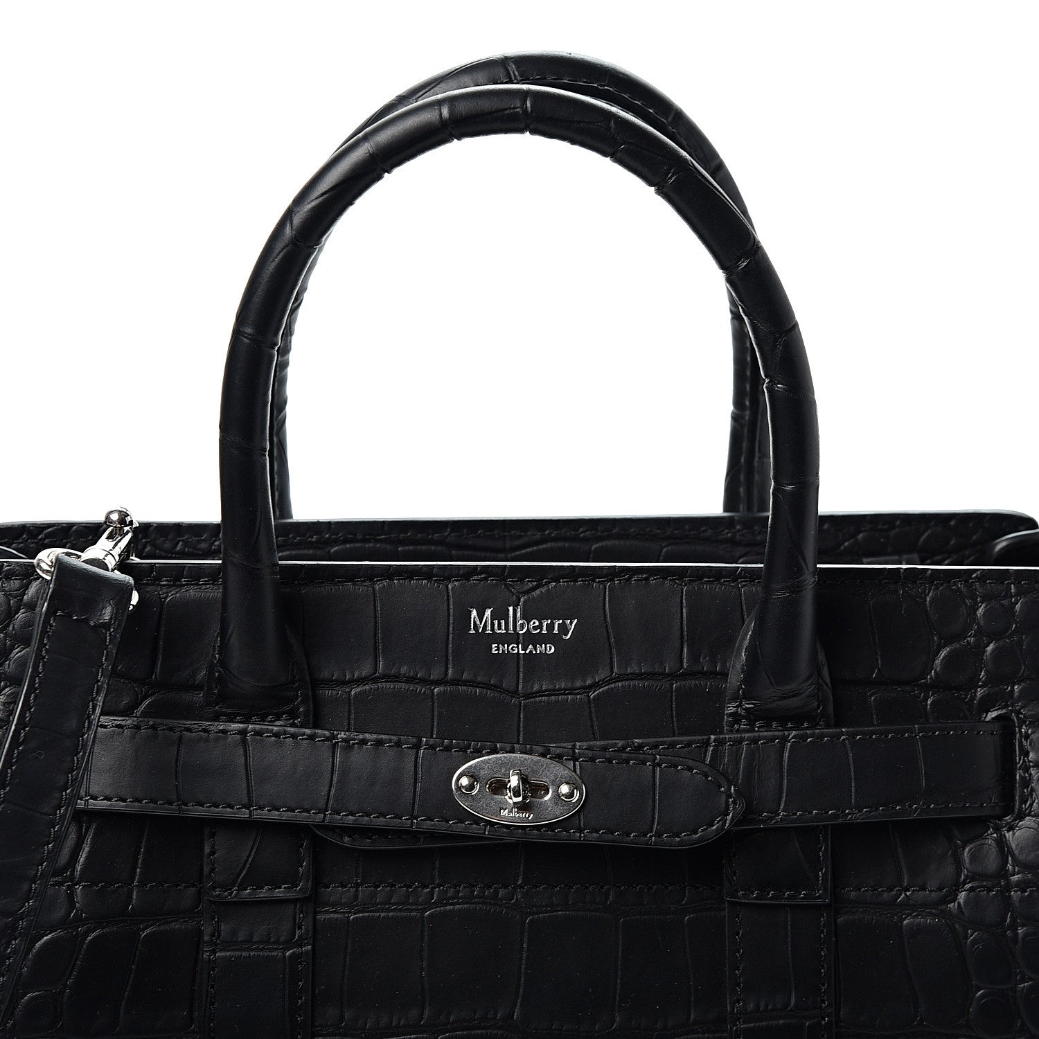 Mulberry Crocodile Embossed Mini Zipped Bayswater Black 6 of 8