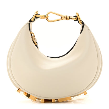 Fendi Vitello Grace Matte Nano Fendigraphy Hobo Charm White Ice 1 of 11
