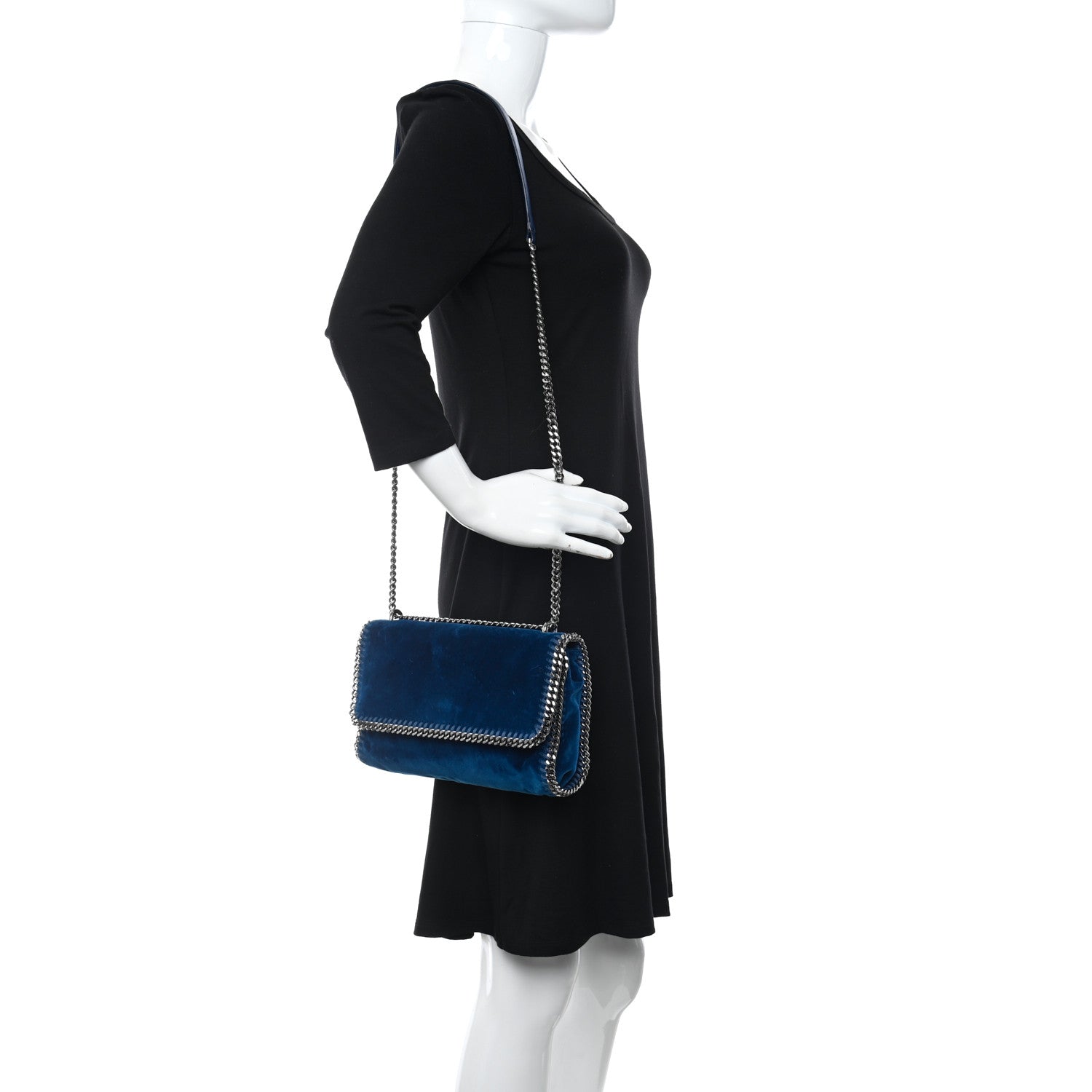 Stella McCartney Velvet Falabella Crossbody Bag Blue 2 of 10