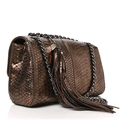 Chanel Metallic Snakeskin Medium Soho Tassel Flap Bronze 3 of 10