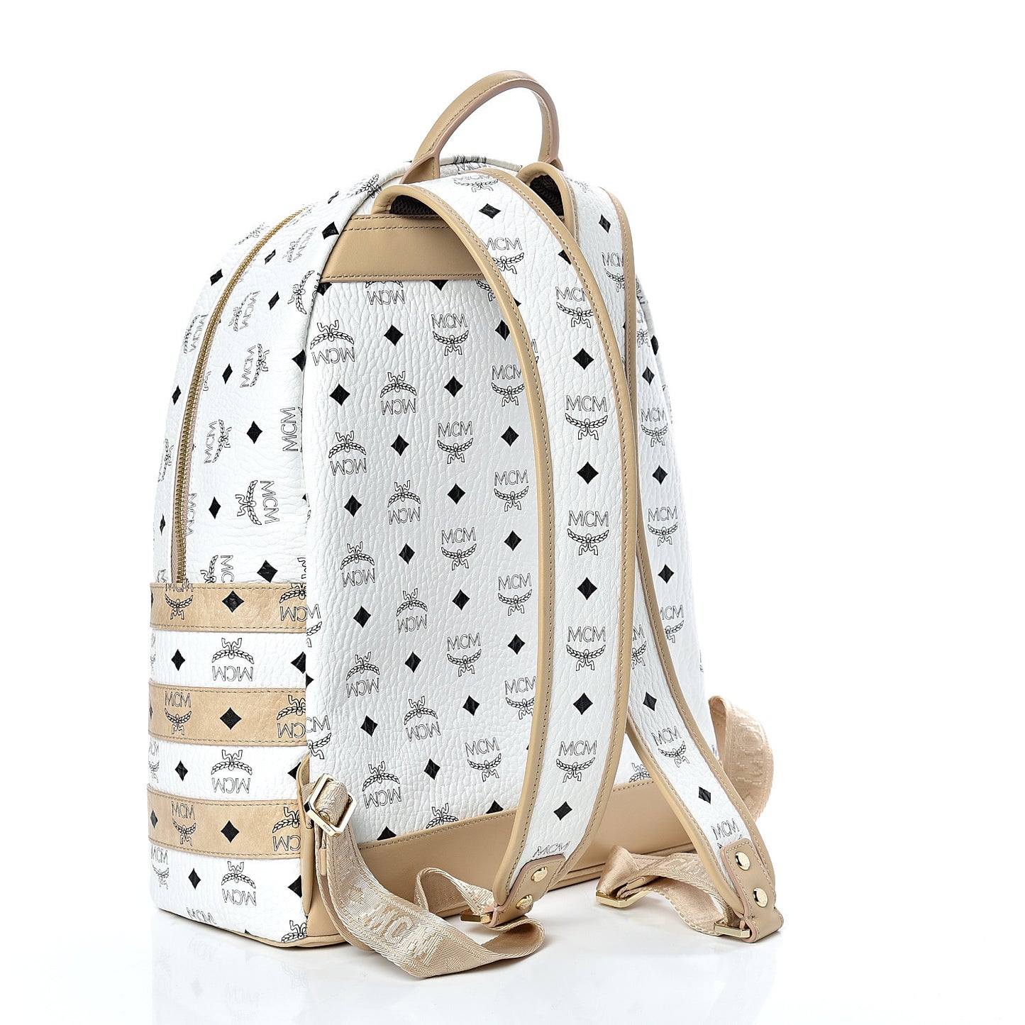 Metallic Visetos Striped Medium Stark Backpack White Beige