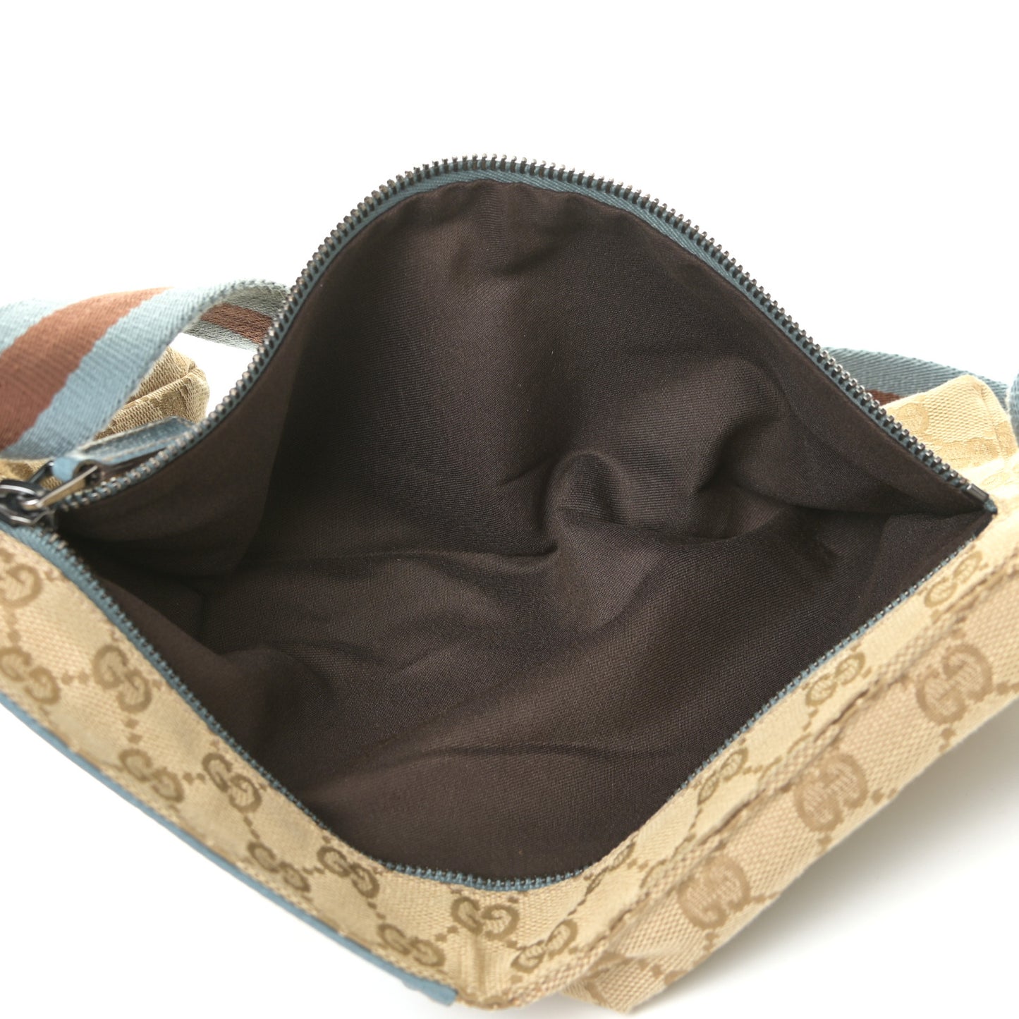 GG Monogram Web Double Pocket Belt Bag Blue
