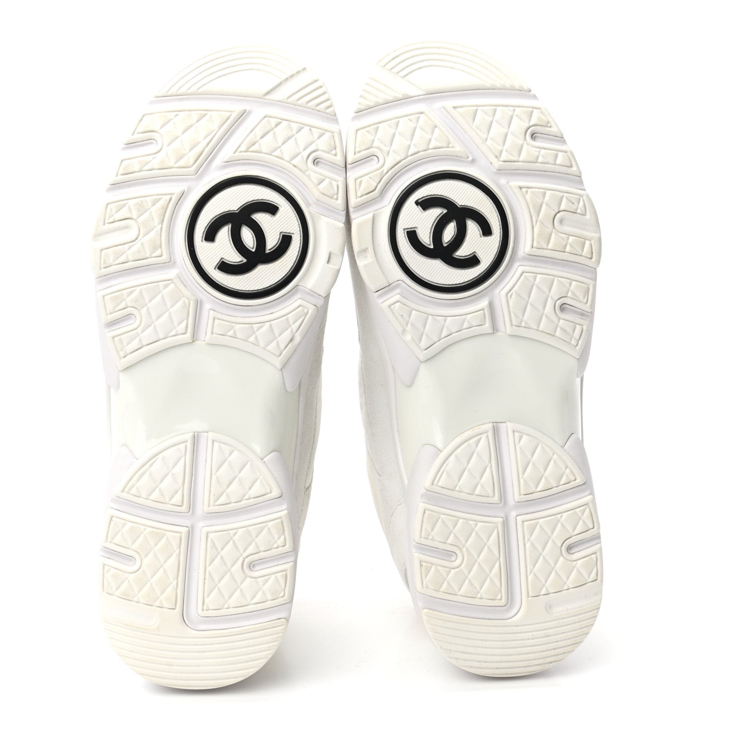 Chanel Suede Calfskin Fabric CC Sneakers 37 White 5 of 8