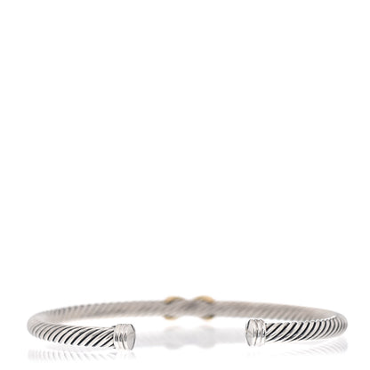 David Yurman Sterling Silver 18K Yellow Gold 4mm X Station Cable Bracelet 3 of 4