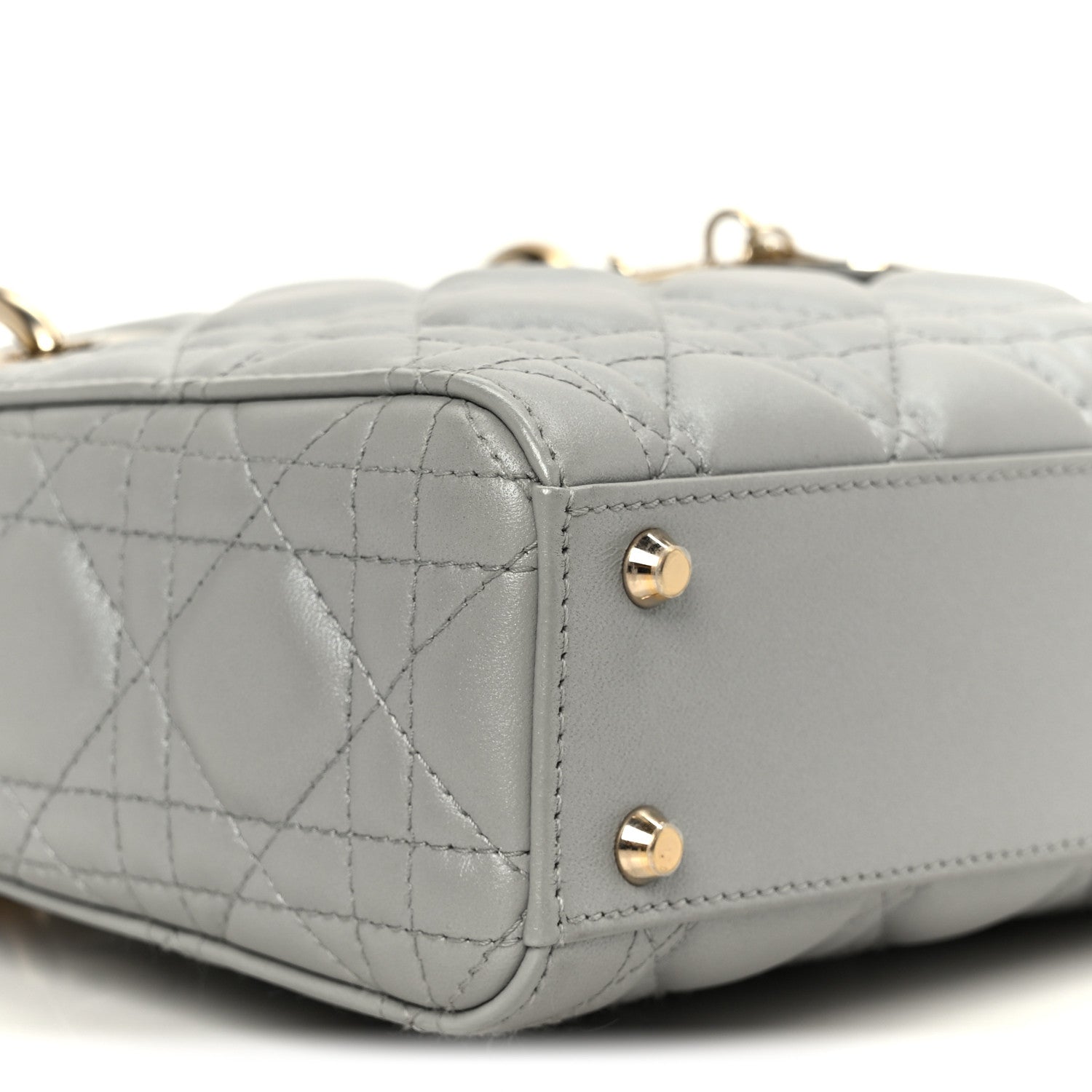 Christian Dior Lambskin Cannage Mini Lady Dior Gray Opaline 9 of 10