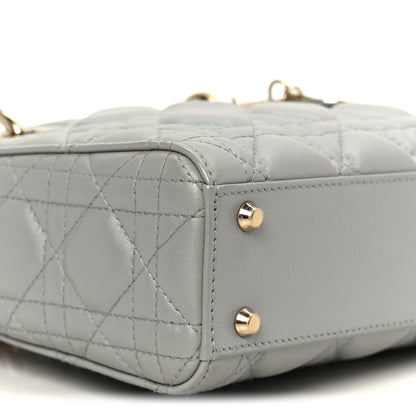 Christian Dior Lambskin Cannage Mini Lady Dior Gray Opaline 9 of 10