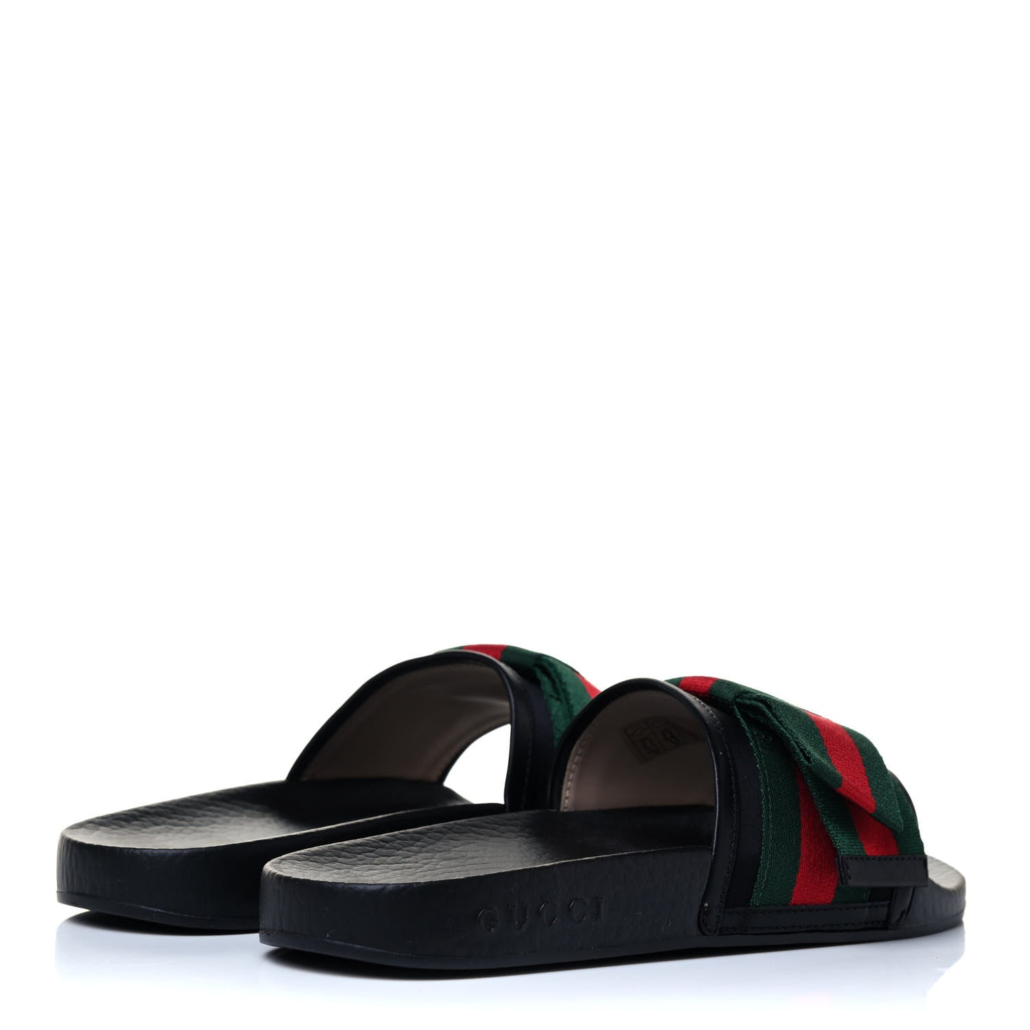 Gucci Satin Web Bow Slide Sandals 36 Black 3 of 5