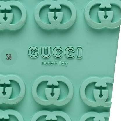 Gucci Soft Rubber Horsebit Womens Slingback Sandals 39 Teal Cyan 7 of 9